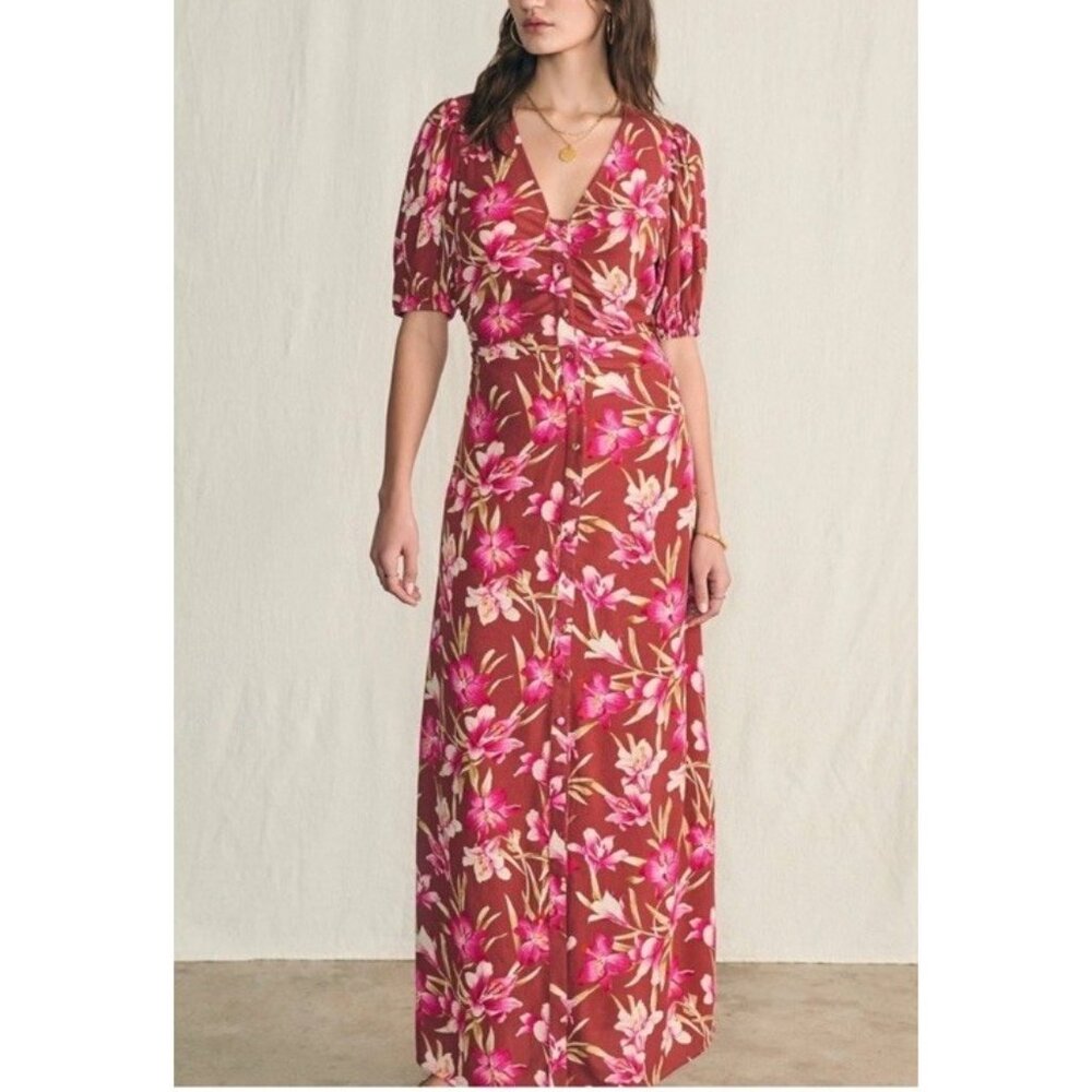 NEW Faherty Sorrento Majorca hawaiian maxi floral dress XL resortwear flowy